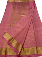 Pink Handloom Mysore Pure Crepe Silk Saree