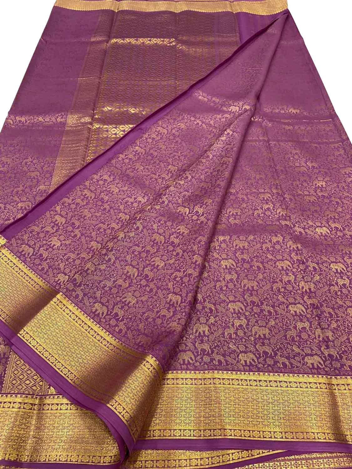 Pink Handloom Mysore Pure Crepe Silk Saree