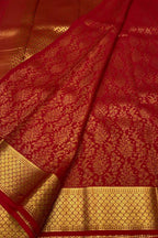 Red Handloom Mysore Pure Crepe Silk Saree