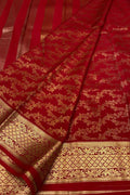 Red Handloom Mysore Pure Crepe Silk Saree