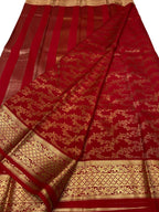 Red Handloom Mysore Pure Crepe Silk Saree