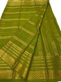 Green Mysore Pure Crepe Silk Saree — Handloom Weave, Festive