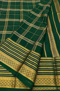 Green Mysore Pure Crepe Silk Saree — Handloom Silk, Cultural & Formal