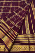 Purple Mysore Pure Crepe Silk Saree — Handloom Weave, Festive & Royal