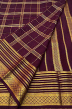 Purple Mysore Pure Crepe Silk Saree — Handloom Weave, Festive & Royal