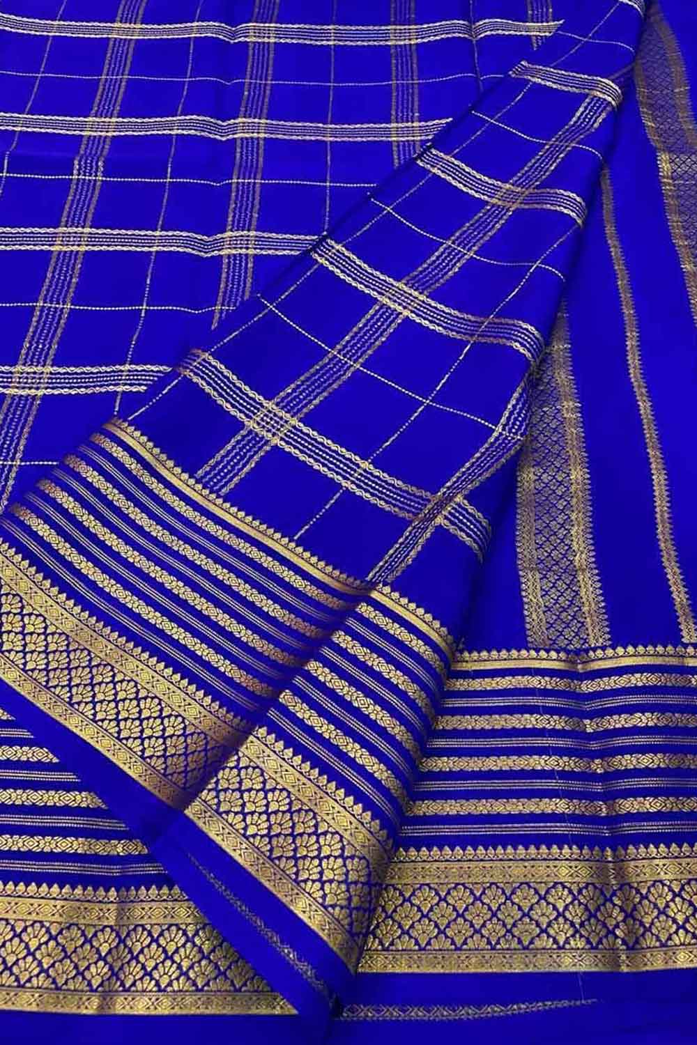 Purple Handloom Mysore Pure Crepe Silk Saree