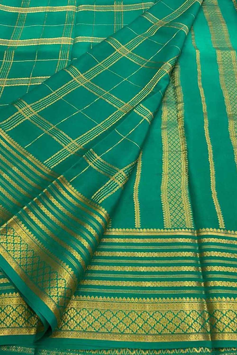Blue Handloom Mysore Pure Crepe Silk Saree
