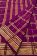Purple Mysore Pure Crepe Silk Saree — Handloom Silk, Celebratory Wear