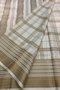 Off White Mysore Pure Crepe Silk Saree — Handloom Weave, Elegant & Timeless