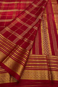 Red Mysore Pure Crepe Silk Saree — Handloom Silk, Auspicious & Bridal