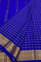 Purple Handloom Mysore Pure Crepe Silk Checks Design Saree