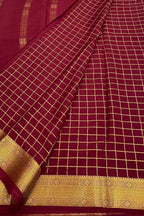 Pink Handloom Mysore Pure Crepe Silk Checks Design Saree