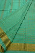 Blue Handloom Mysore Pure Crepe Silk Checks Design Saree