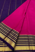 Pink Mysore Pure Crepe Silk Saree — Handloom Woven, Festive