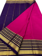 Pink Mysore Pure Crepe Silk Saree — Handloom Woven, Festive