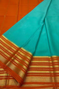 Blue Mysore Pure Crepe Silk Saree — Handloom Woven, Festive