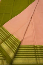 Pink Mysore Pure Crepe Silk Saree — Zari Border, Bridal