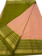 Pink Mysore Pure Crepe Silk Saree — Zari Border, Bridal