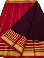 Maroon Mysore Pure Crepe Silk Saree — Handloom, Wedding