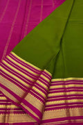 Green Mysore Pure Crepe Silk Saree — Handloom, Festive