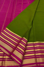 Green Mysore Pure Crepe Silk Saree — Handloom, Festive