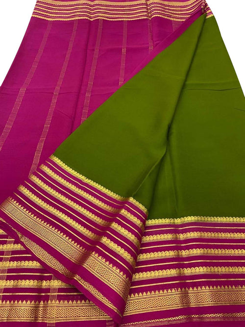 Green Handloom Mysore Pure Crepe Silk Saree