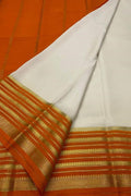 Off White Mysore Pure Crepe Silk Saree — Handloom, Minimalist Luxury