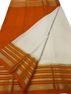 Off White Mysore Pure Crepe Silk Saree — Handloom, Minimalist Luxury