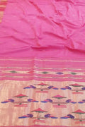 Pink Paithani Handloom Pure Cotton Saree - Luxurion World