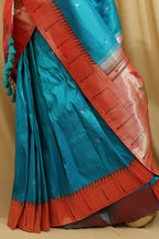 Blue Paithani Silk Saree with Parrot Design Border - Luxurion World