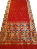 Red Paithani Silk Saree with Heavy Border - Luxurion World