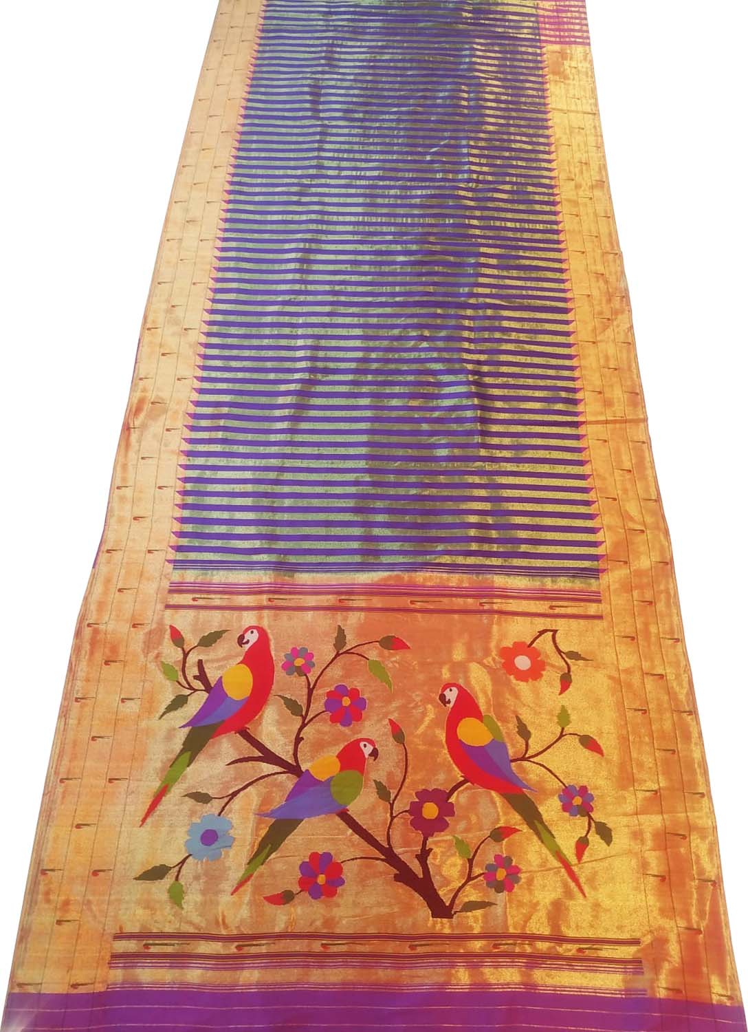 Exquisite Purple Paithani Silk Saree with Muniya Border - Luxurion World