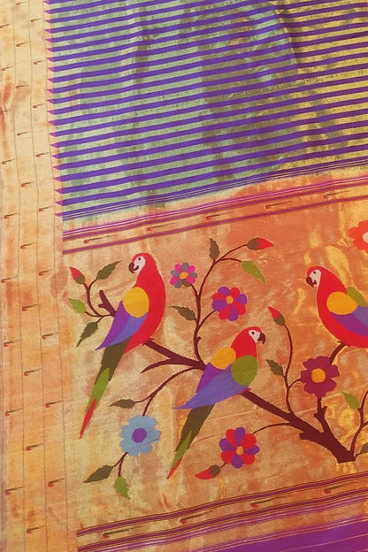 Exquisite Purple Paithani Silk Saree with Muniya Border - Luxurion World