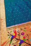 Blue Paithani Handloom Muniya Border Silk Saree - Luxurion World