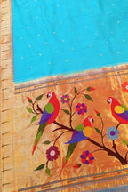 Blue Paithani Handloom Silk Saree with Muniya Border - Luxurion World