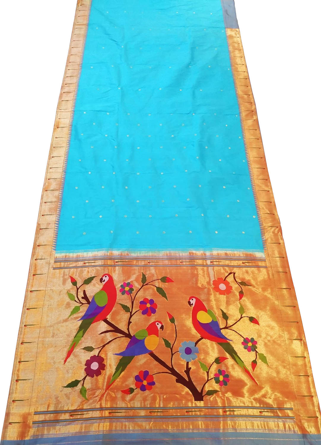 Blue Paithani Handloom Silk Saree with Muniya Border - Luxurion World