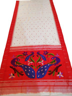 Elegant Off White Paithani Silk Saree with Muniya Border - Luxurion World