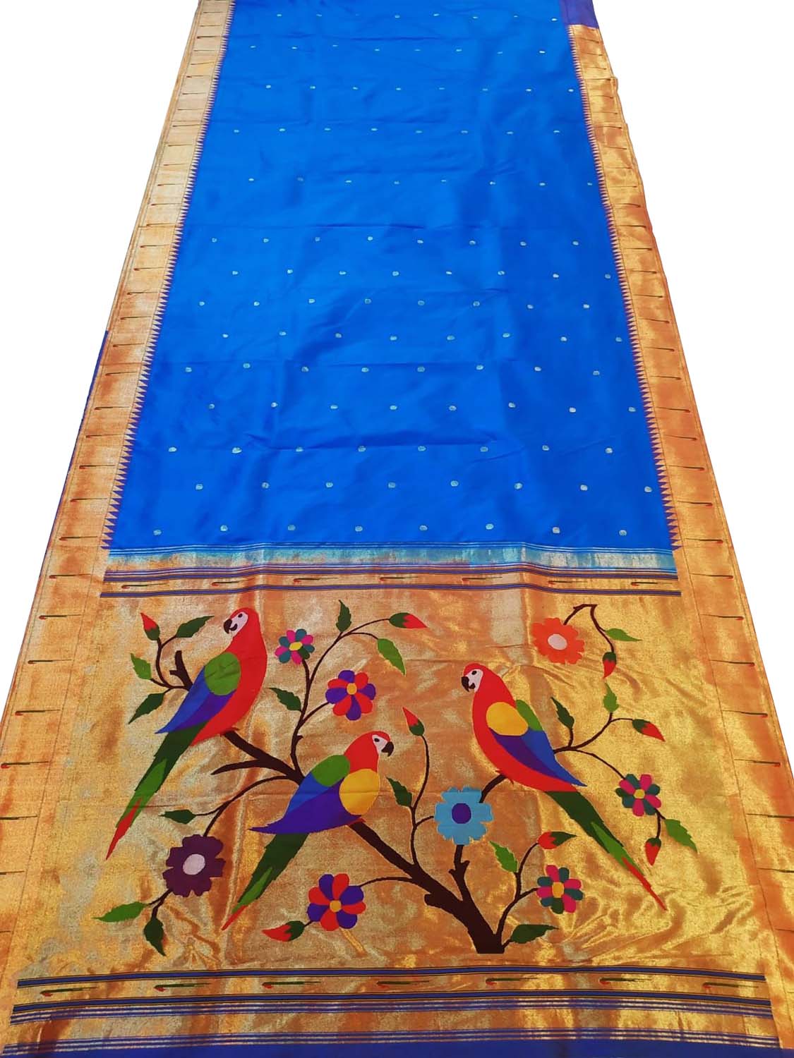 Blue Paithani Handloom Silk Saree with Muniya Border - Luxurion World