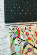 Elegant Black Paithani Silk Saree with Muniya Border - Luxurion World