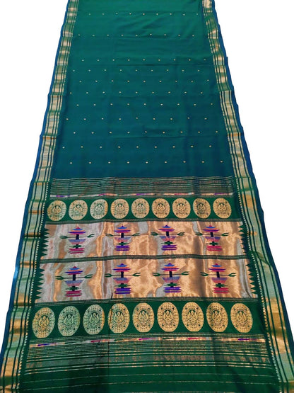 Blue Paithani Handloom Cotton Saree - Elegant and Traditional - Luxurion World