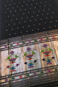 Stunning Black Paithani Handloom Cotton Saree - Luxurion World