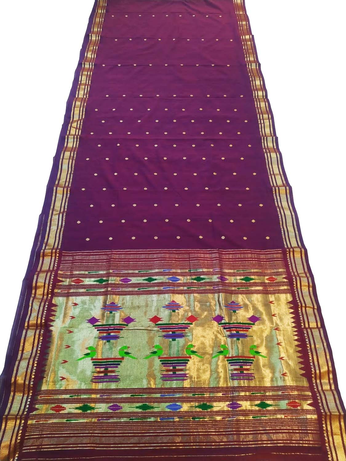 Exquisite Purple Paithani Handloom Cotton Saree - Luxurion World