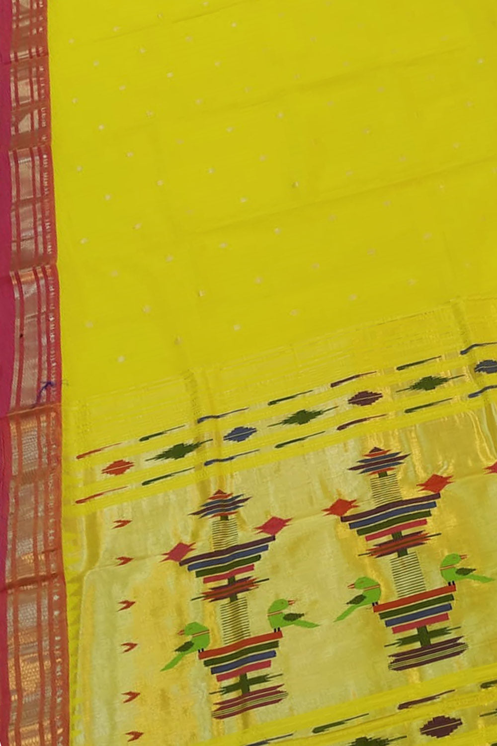 Yellow Paithani Handloom Cotton Saree - Traditional Elegance - Luxurion World