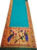 Blue Paithani Silk Saree with Heavy Border - Luxurion World