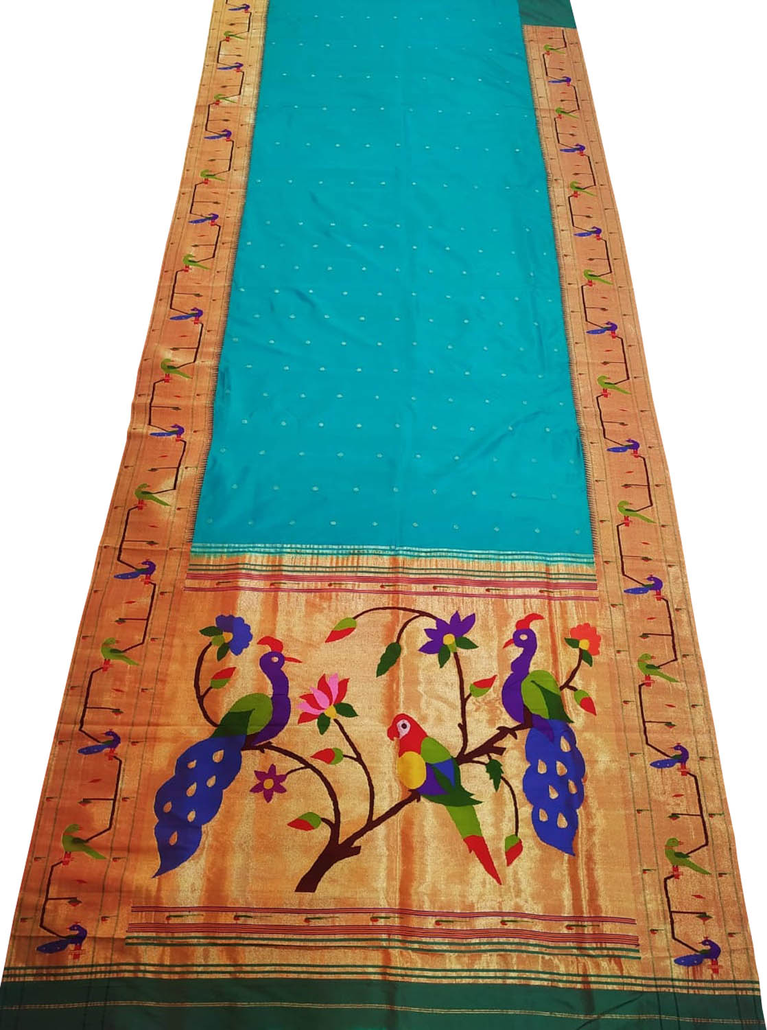 Blue Paithani Silk Saree with Heavy Border - Luxurion World