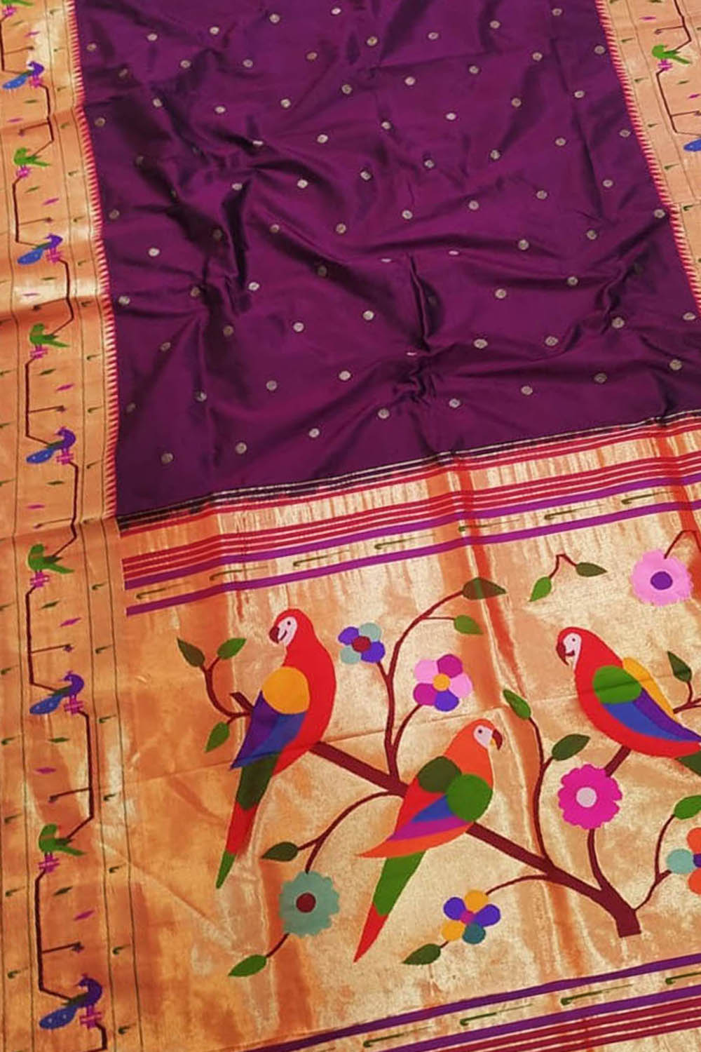Exquisite Purple Paithani Silk Saree with Heavy Border - Luxurion World