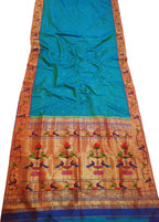 Blue Paithani Silk Saree with Heavy Border - Luxurion World