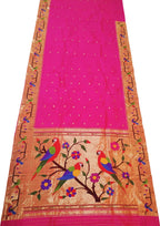 Exquisite Pink Paithani Silk Saree with Heavy Border - Luxurion World