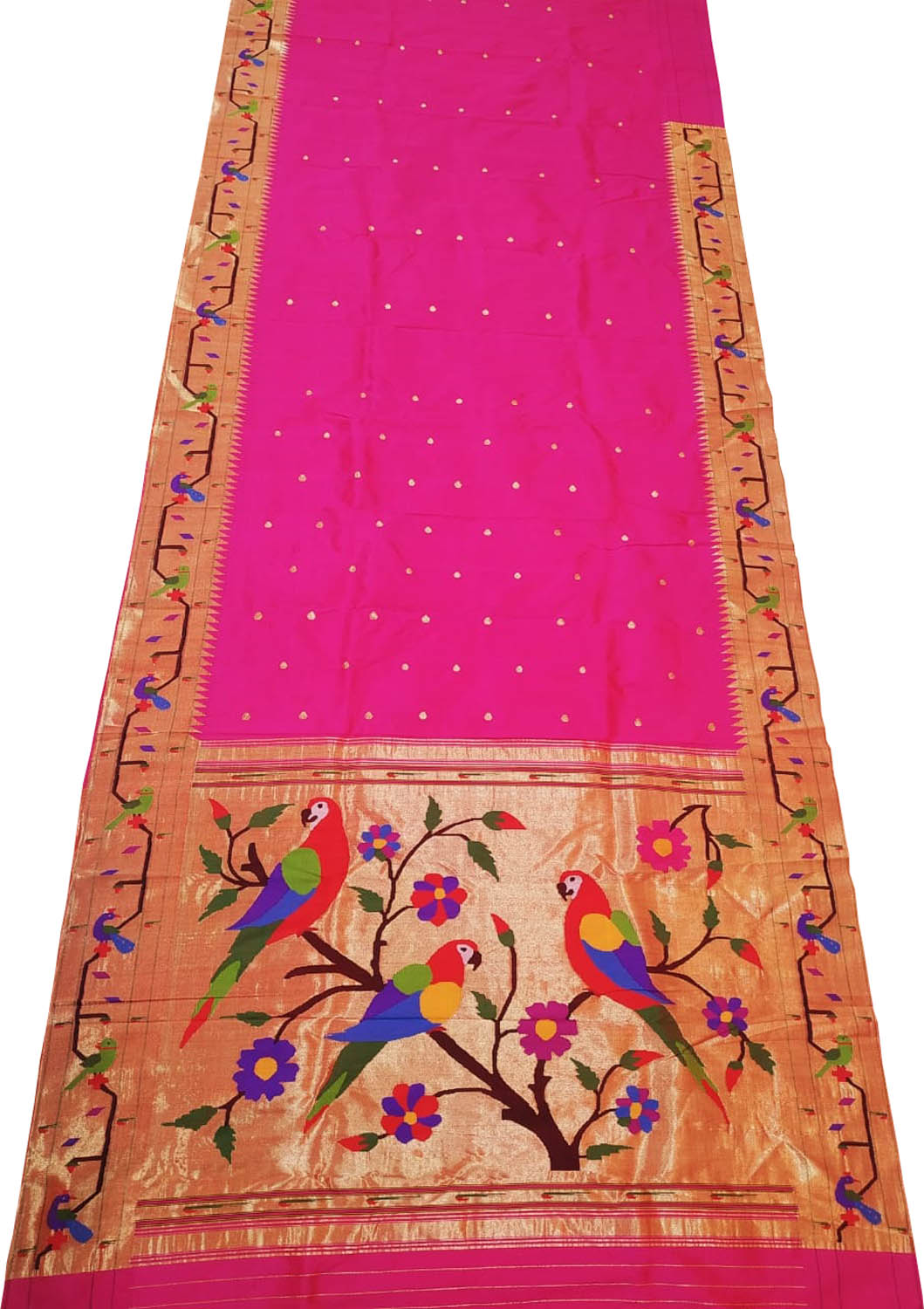 Exquisite Pink Paithani Silk Saree with Heavy Border - Luxurion World