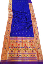 Blue Paithani Silk Saree with Heavy Border - Luxurion World